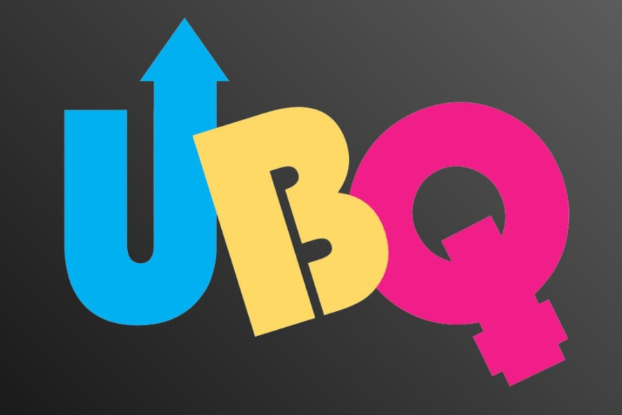 Logo of UBQ in Melbourne featuring bright blue, yellow and pink letters symbolising an LGBT-friendly nightlife venue.