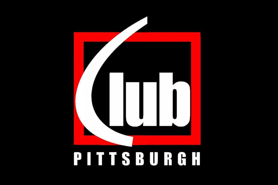 Club Pittsburgh logo featuring bold white “Club” text in a red square with “PITTSBURGH” written underneath on black background.