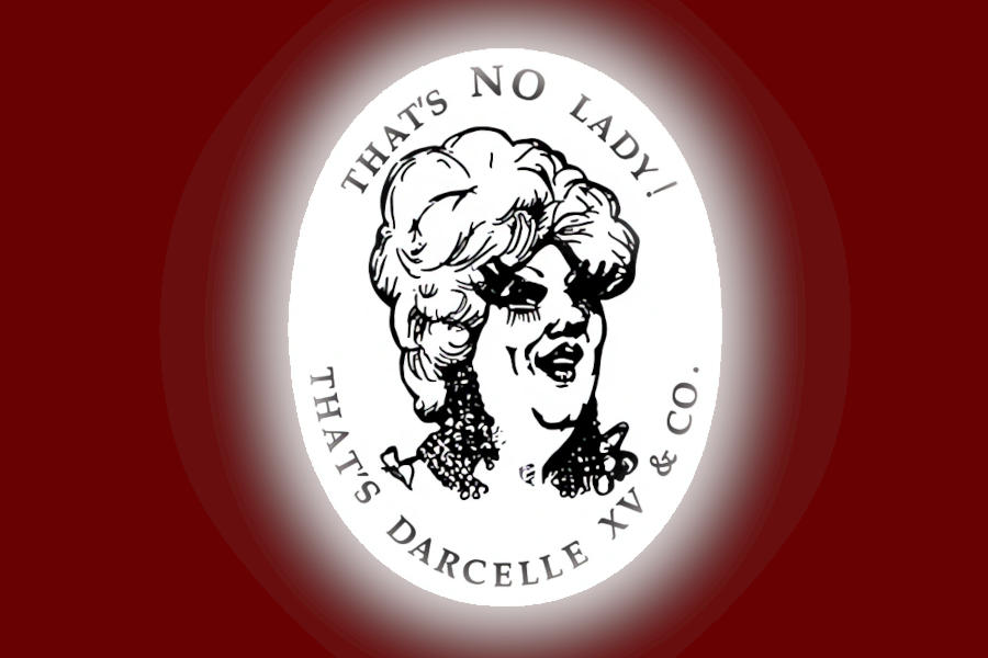 Vintage-style Darcelle XV Showplace logo featuring an illustrated portrait of Darcelle XV surrounded by the phrase “That’s No Lady! That’s Darcelle XV & Co.”