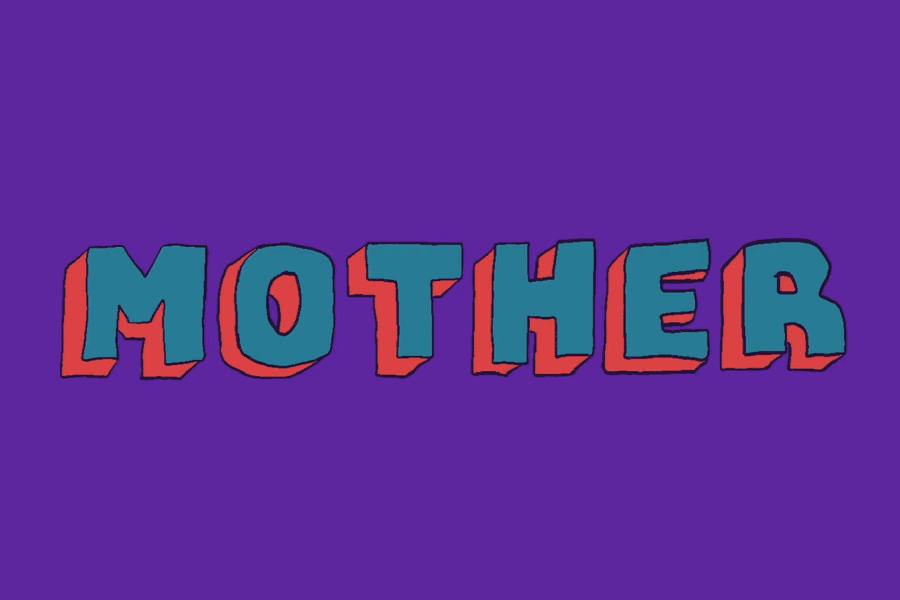 Logo of Mother in blue and red block lettering displayed on a vibrant purple background.