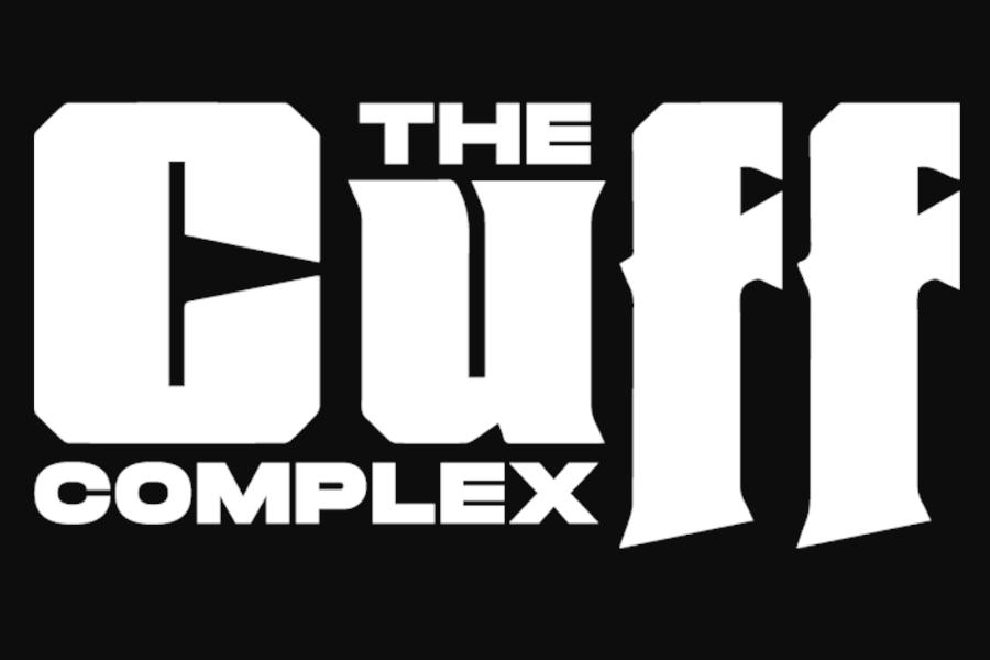 Logo of The Cuff Complex featuring bold white block lettering on a black background with the venue name prominently displayed.