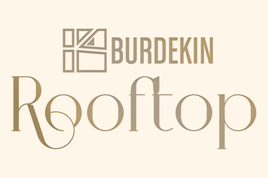 Elegant Burdekin Hotel logo displaying “Rooftop” in large serif type with a geometric symbol above on a clean background.