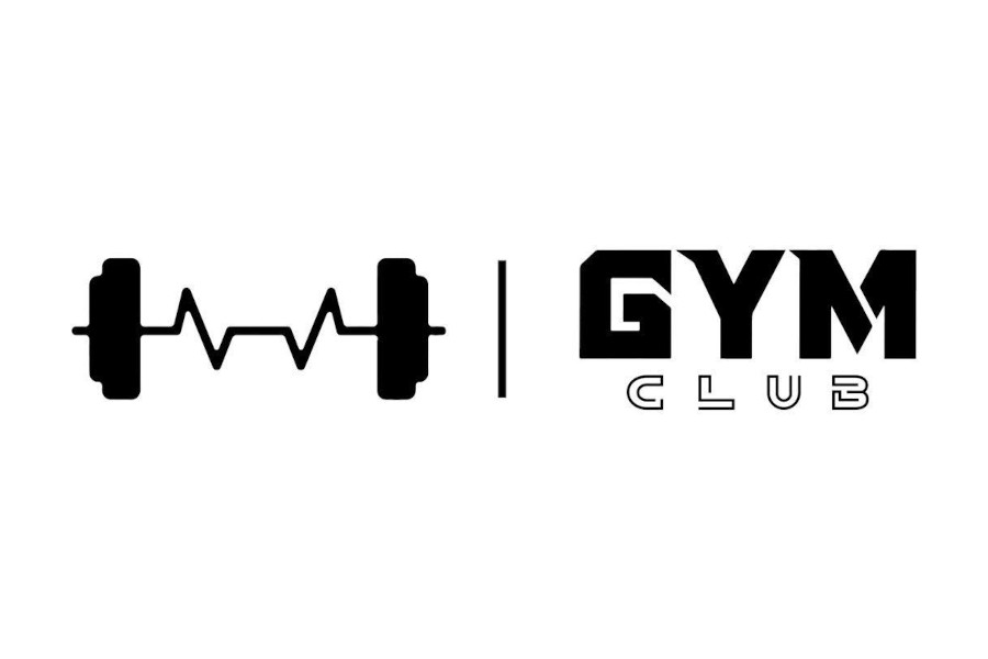 GYM Club 濺聲房俱樂部極簡風格 Logo，搭配舉重符號與現代感的黑色字體。