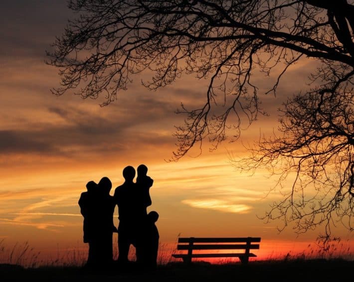 family under sunset